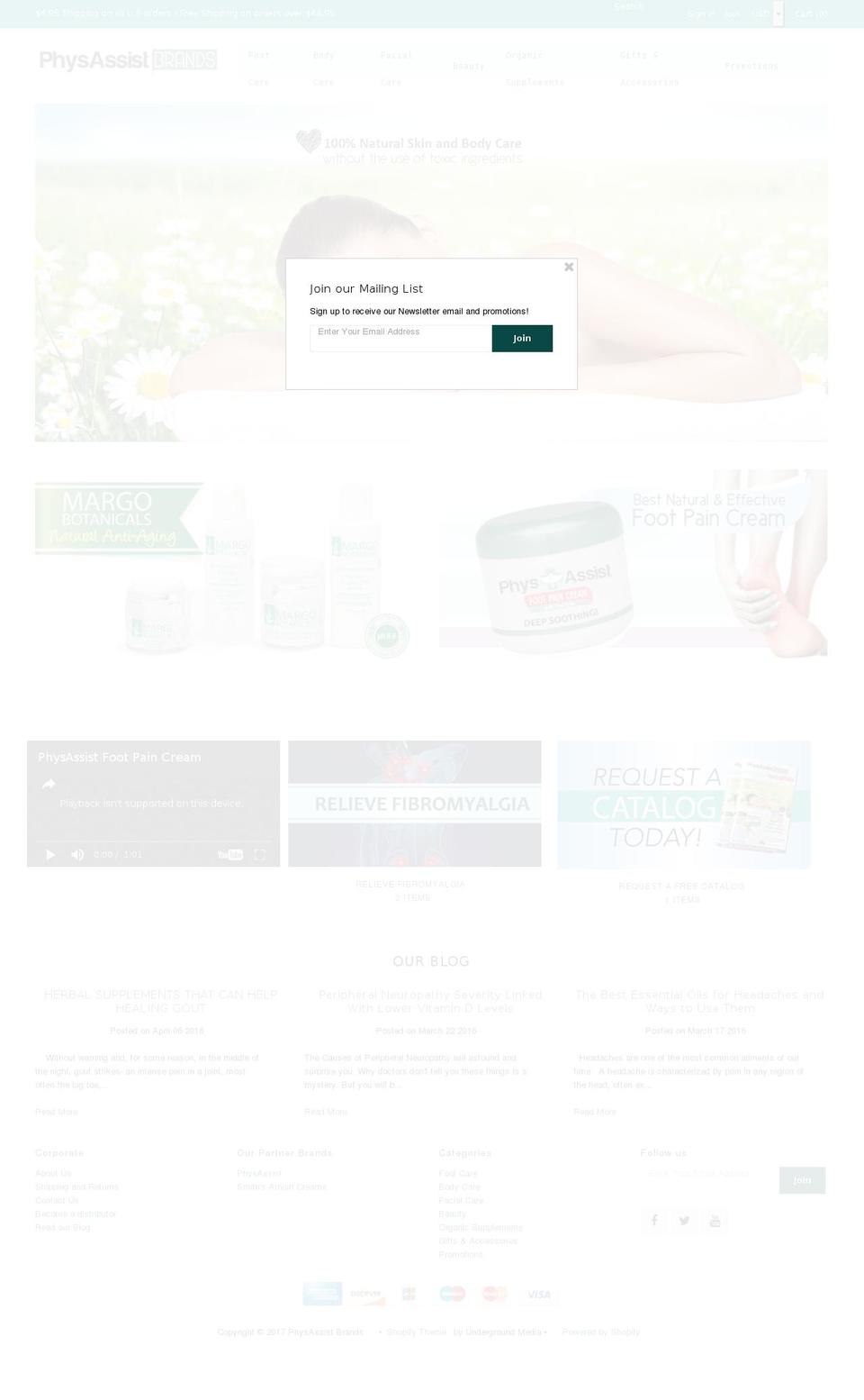 physassist.com shopify website screenshot
