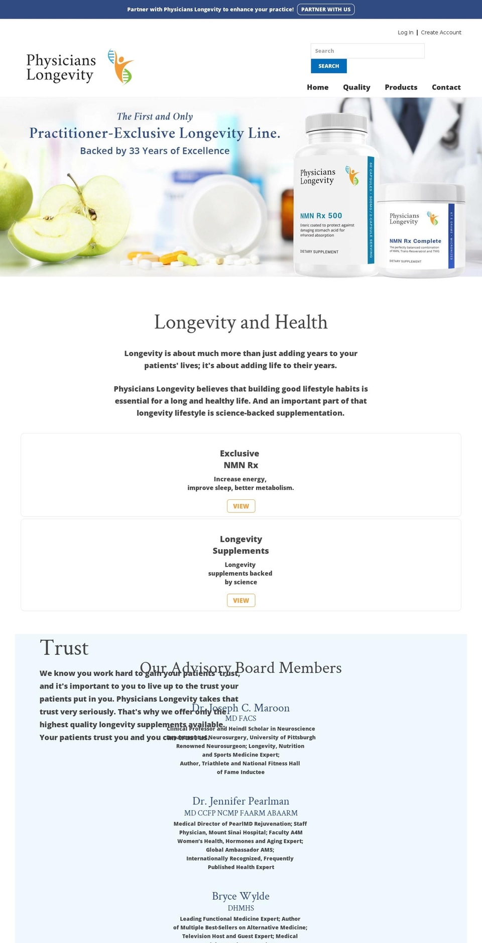 physicianslongevity.com shopify website screenshot