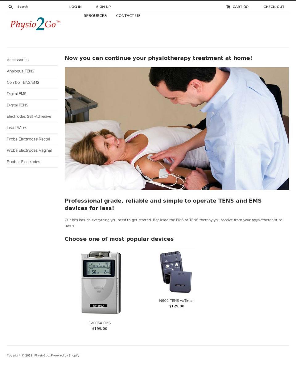 physio2go.com — Shopify storefront screenshot