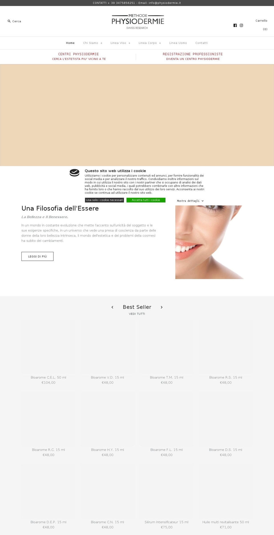 physiodermie.it shopify website screenshot