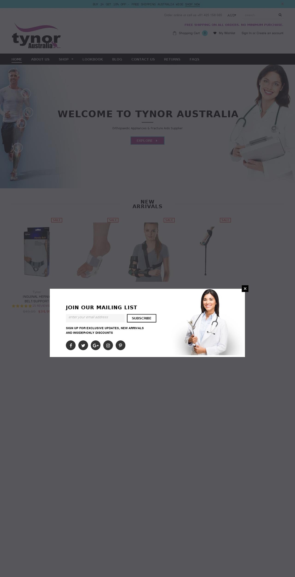 physiosupports.com.au shopify website screenshot