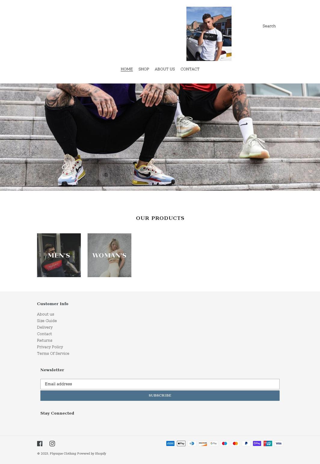 physique-clothing.com shopify website screenshot