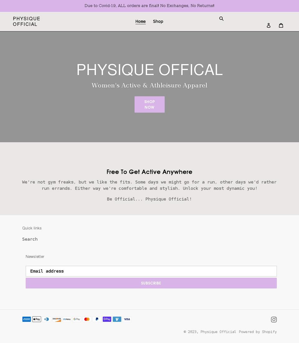 physique-official.com shopify website screenshot