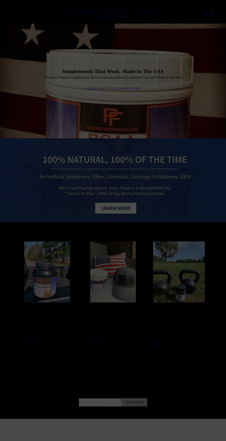 physiqueformulasupplements.com shopify website screenshot