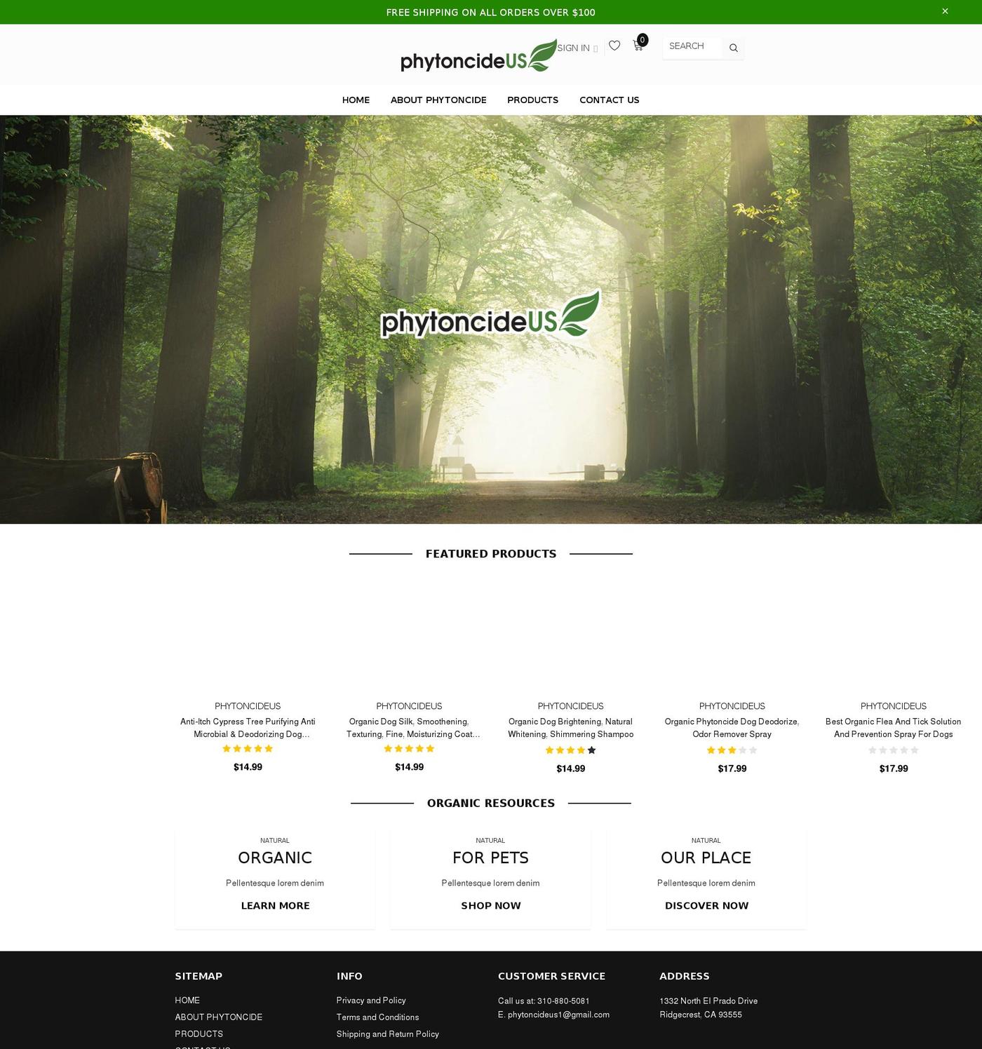 phytoncideus.com shopify website screenshot