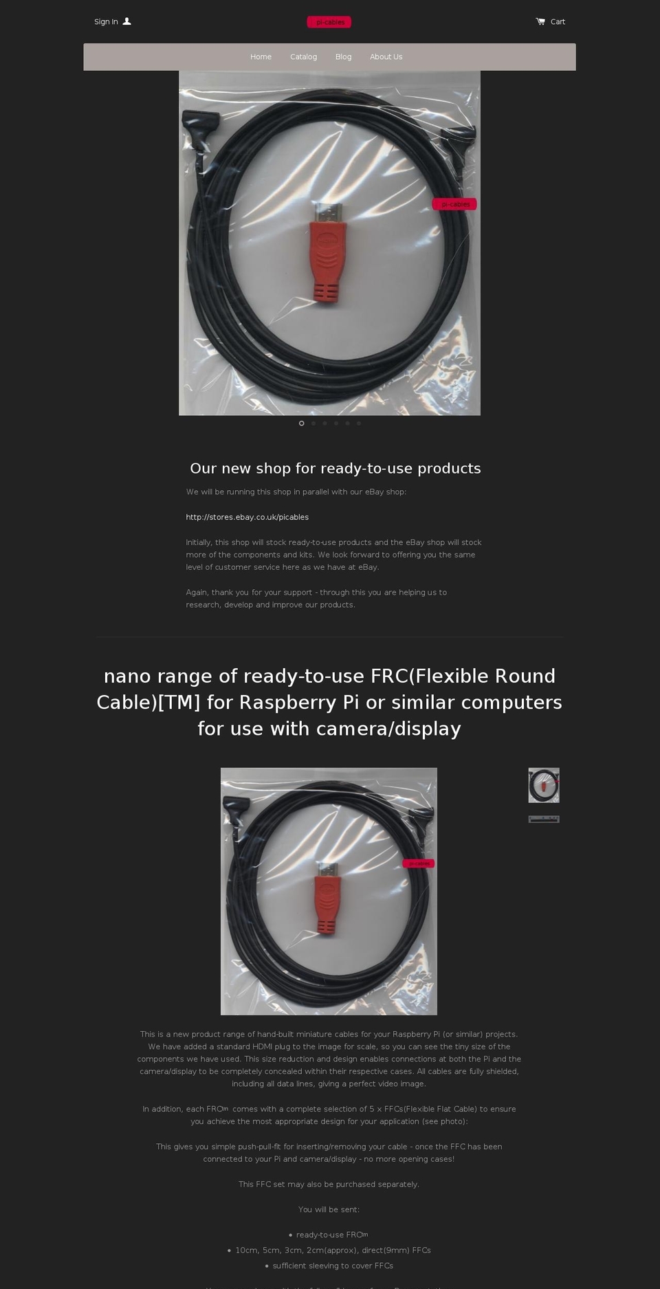 pi-cables.com — Shopify storefront screenshot