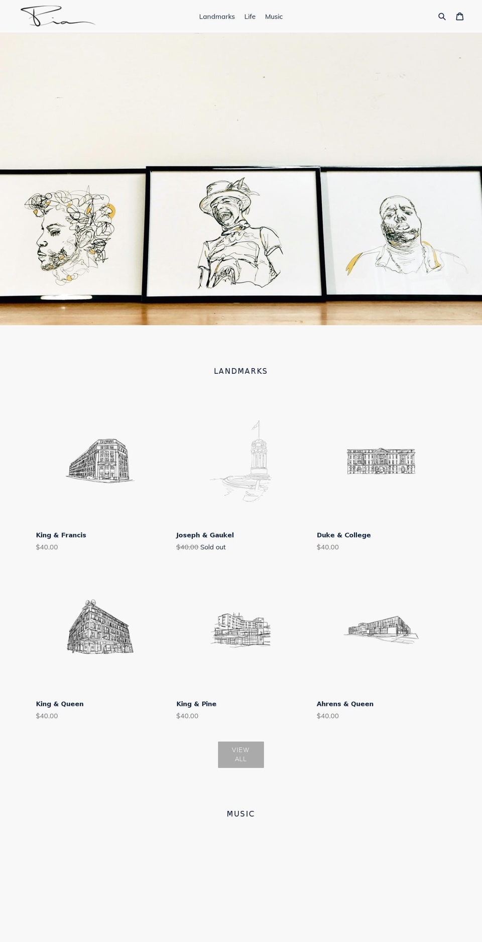 piaartstudio.com — Shopify storefront screenshot