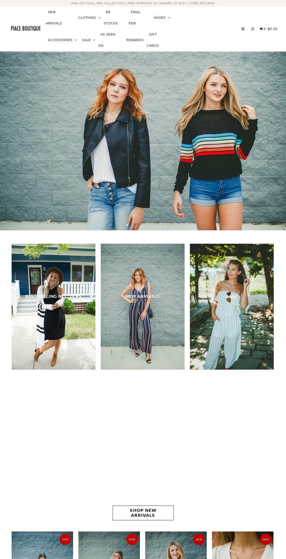 piaceboutique.com — Shopify storefront screenshot