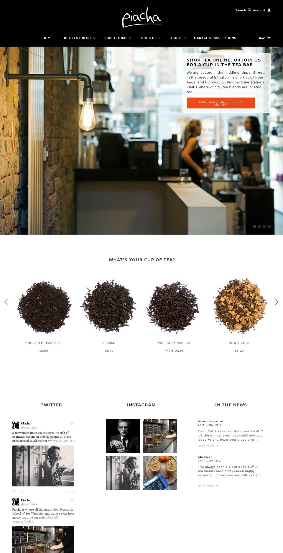 piachatea.com shopify website screenshot