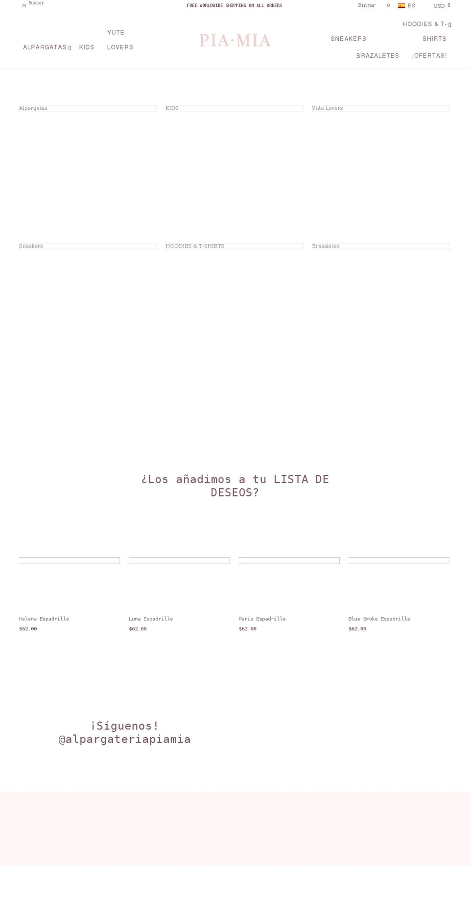 piamiastore.com shopify website screenshot