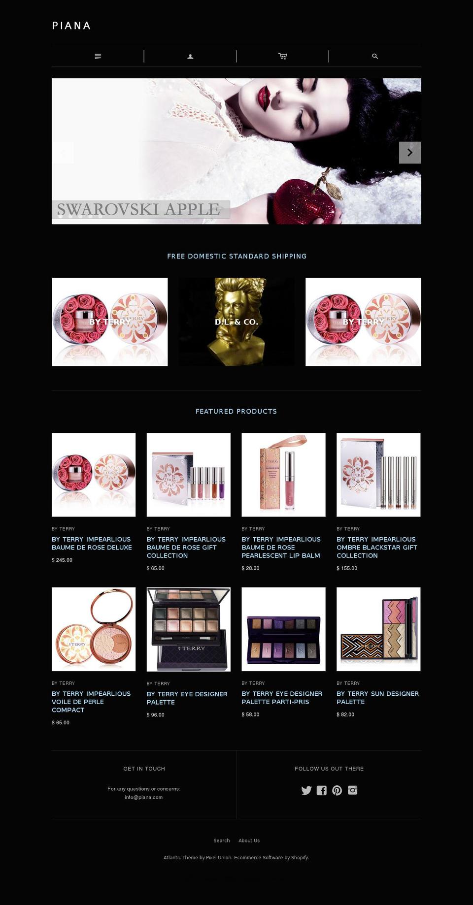 pianabeauty.com — Shopify storefront screenshot