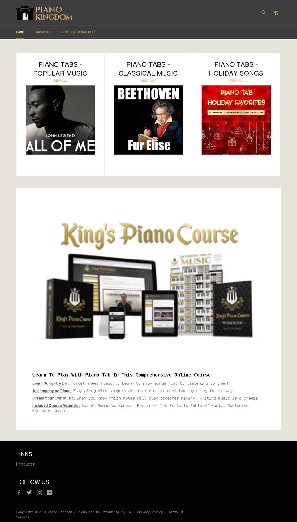 pianokingdom.com shopify website screenshot