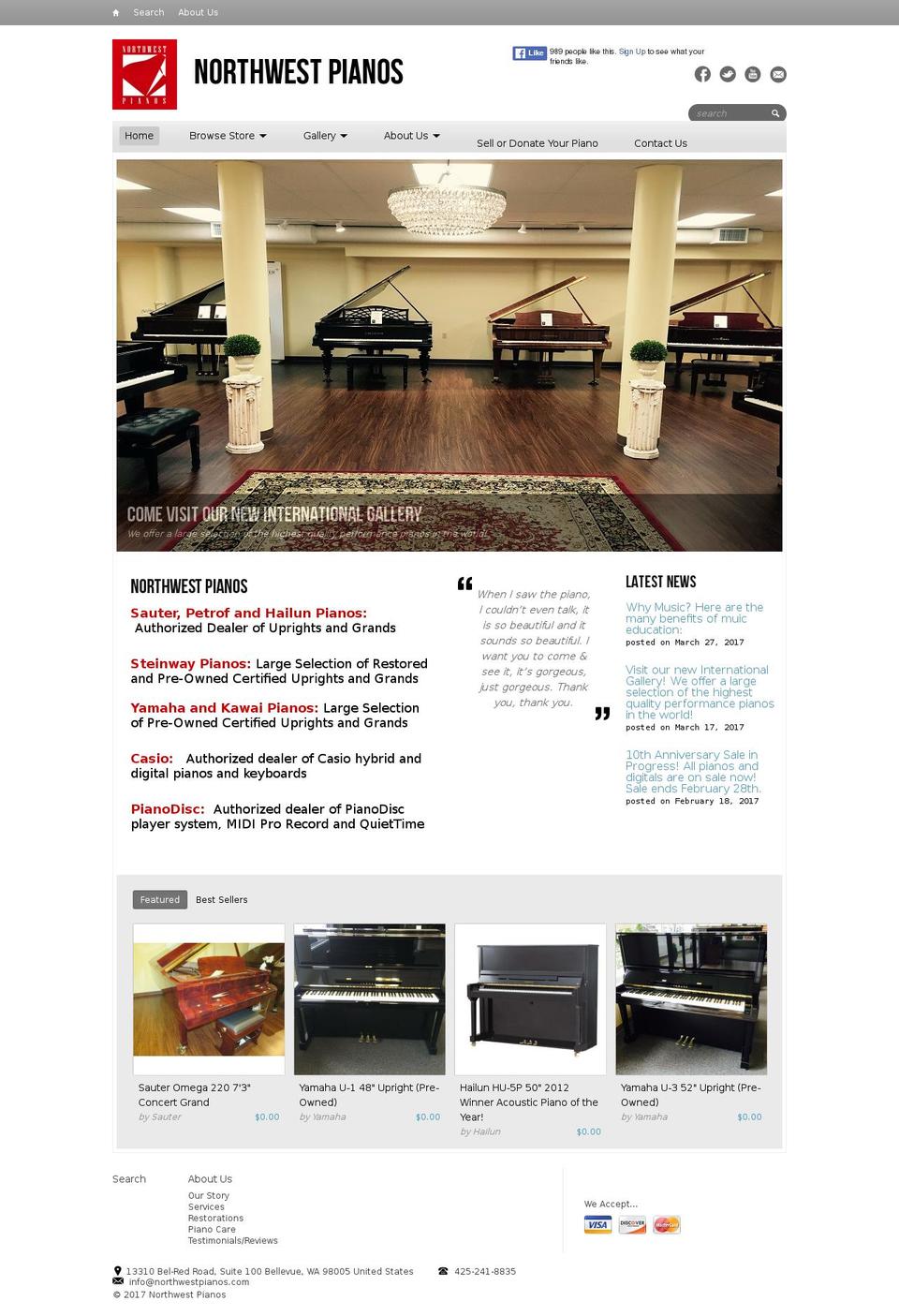 pianos-northwest.com shopify website screenshot