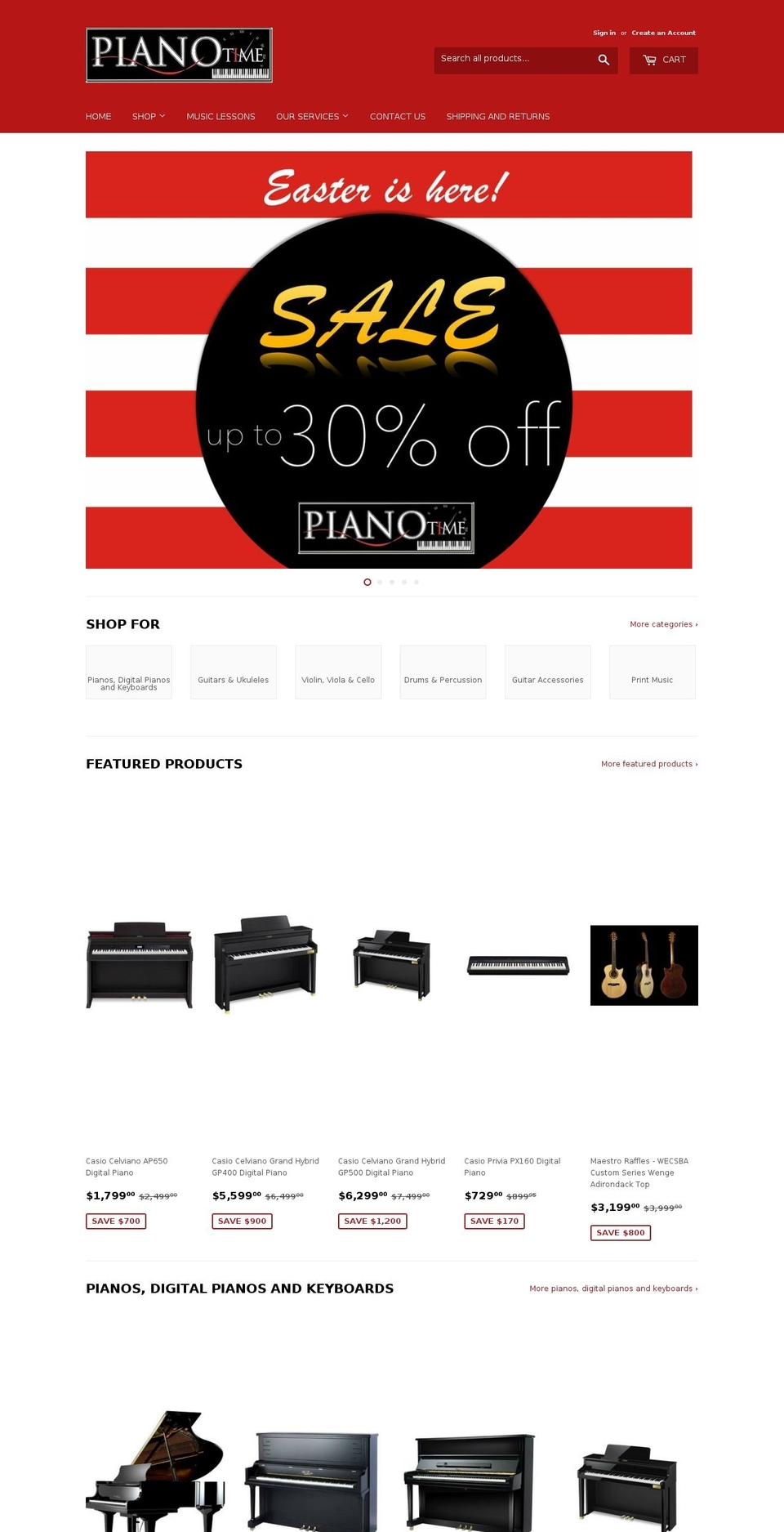 Refresh Shopify theme site example pianotime.com.au