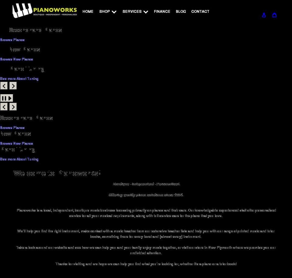 pianoworks.co.nz shopify website screenshot