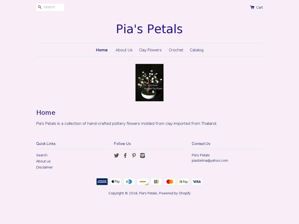 piaspetals.com — Shopify storefront screenshot