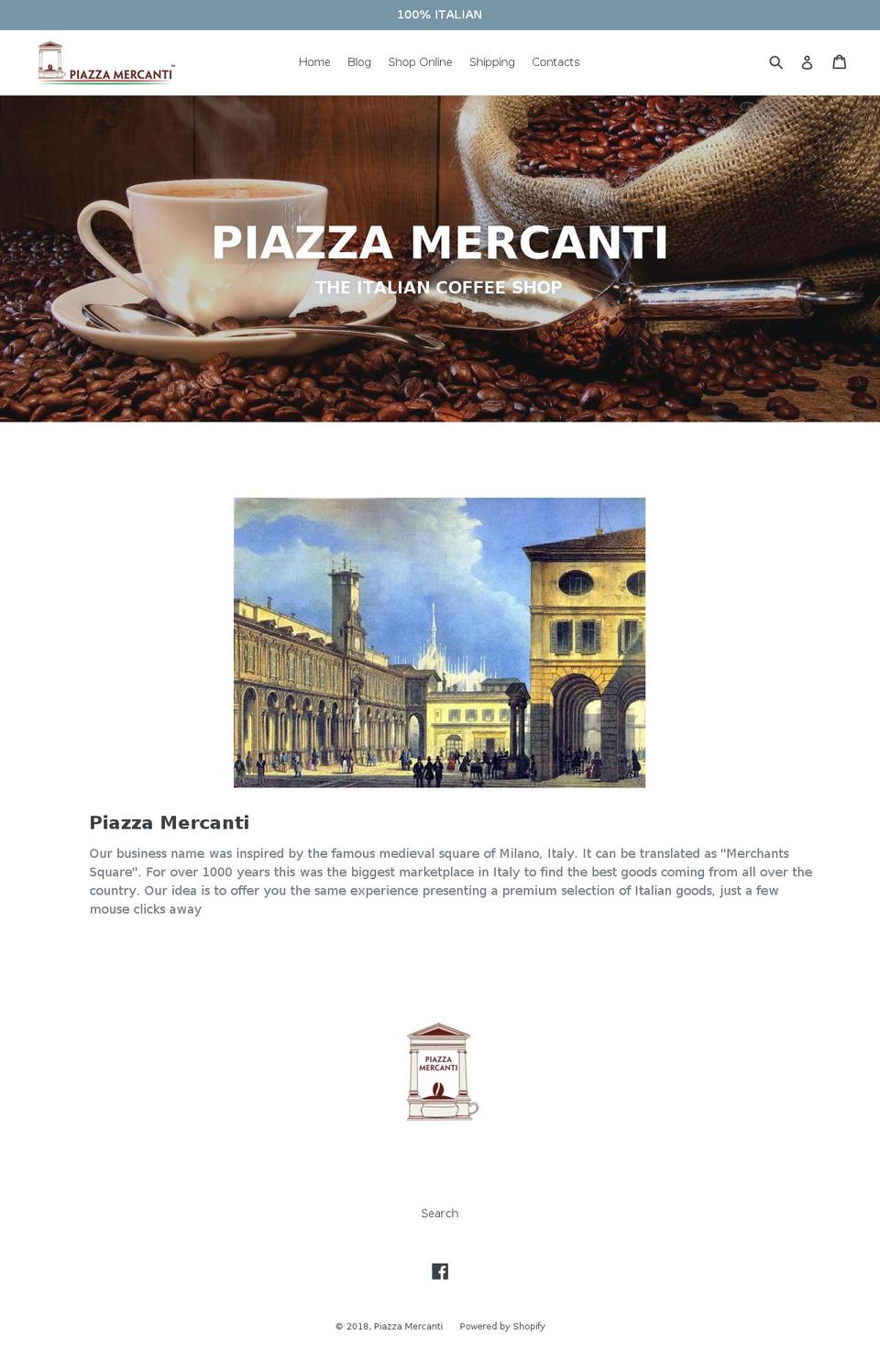 piazzamercanti.us shopify website screenshot