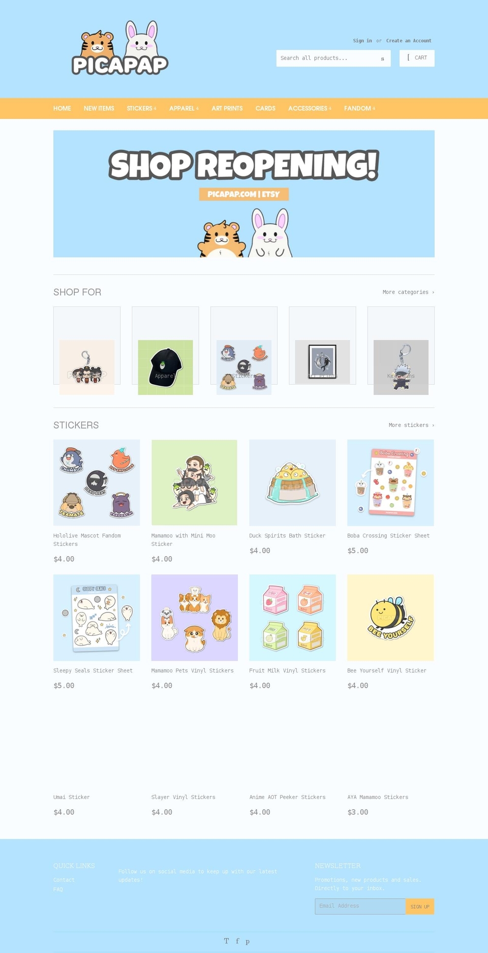 picapap.com shopify website screenshot