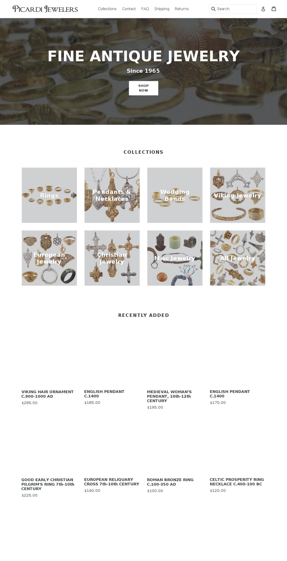 picardijewelers.com shopify website screenshot