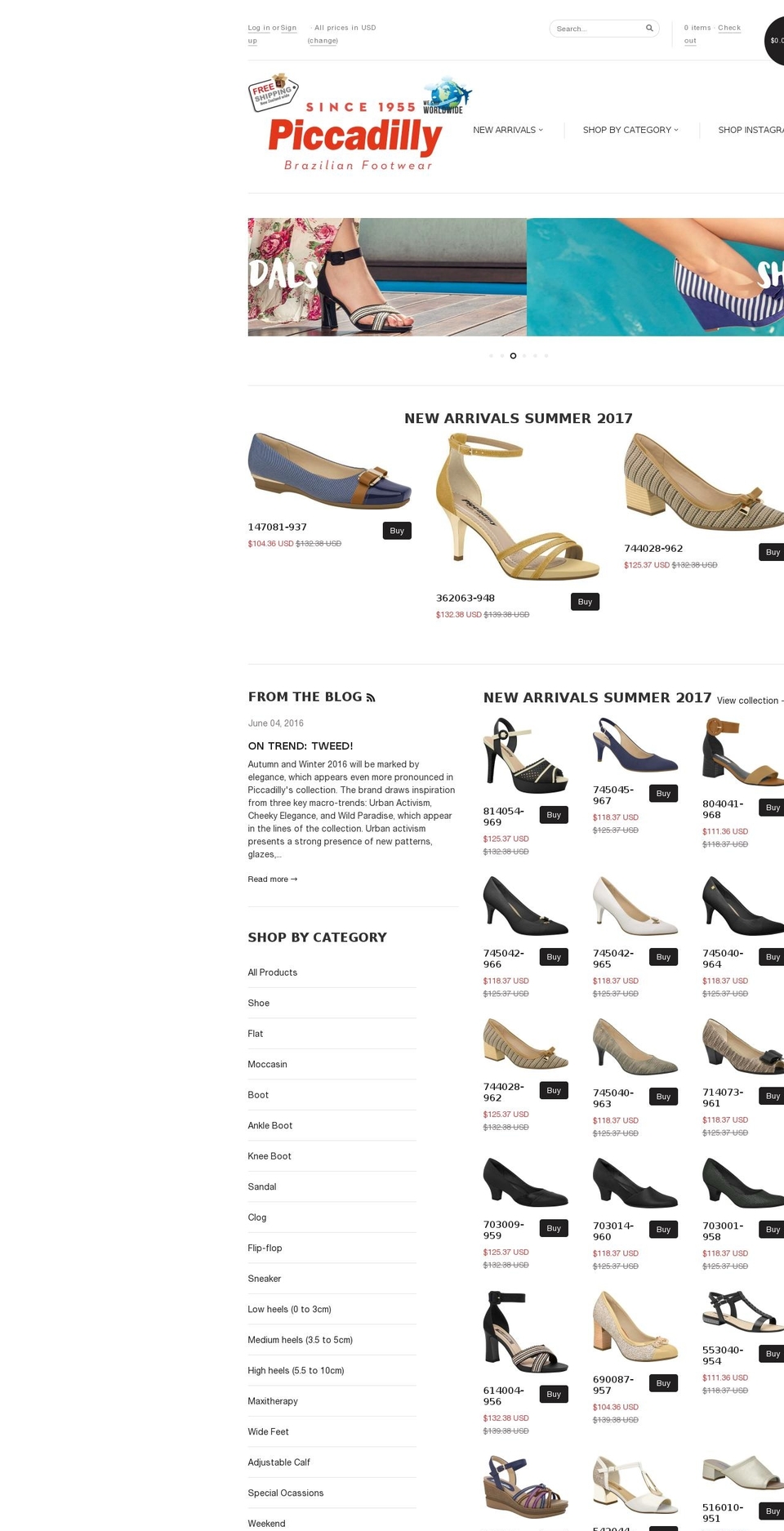 piccadillyfootwear.com shopify website screenshot