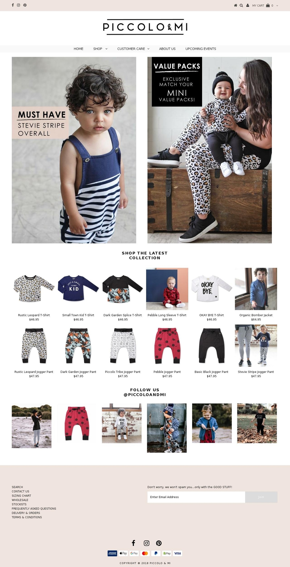 piccoloandmithelabel.com — Shopify storefront screenshot