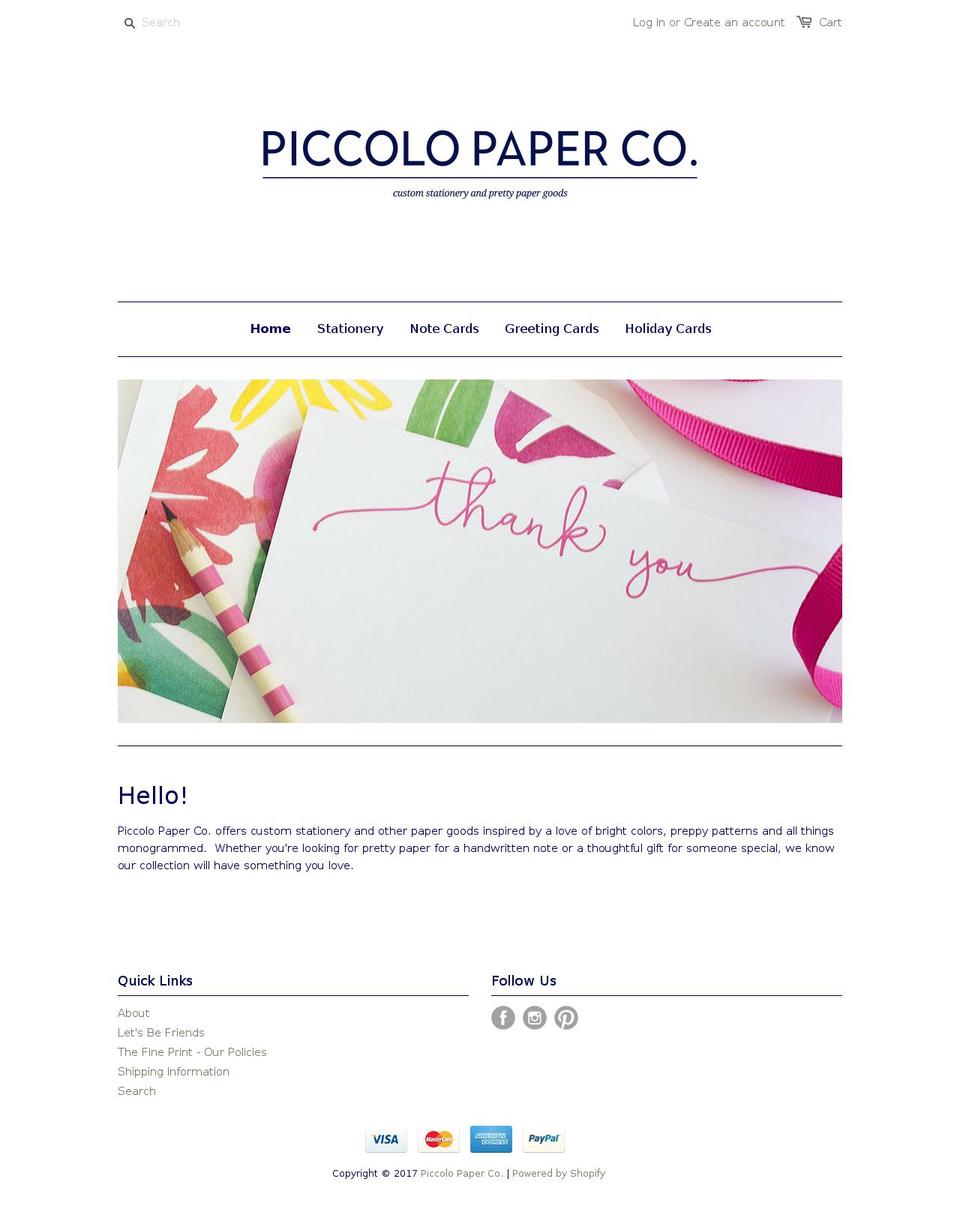 piccolopaperco.com shopify website screenshot