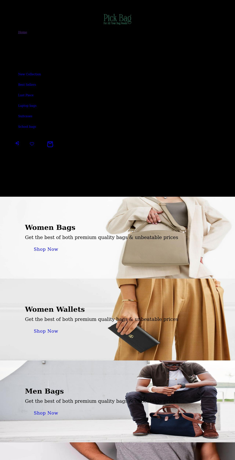 pick-bag.com shopify website screenshot