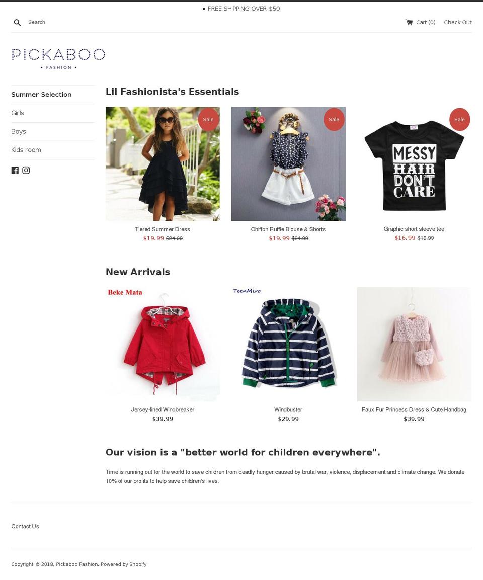 pickaboofashion.com — Shopify storefront screenshot