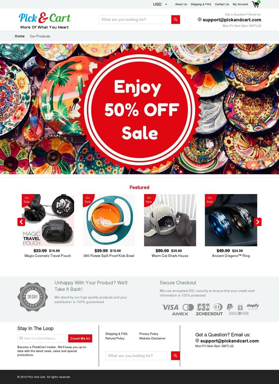 pickandcart.com shopify website screenshot