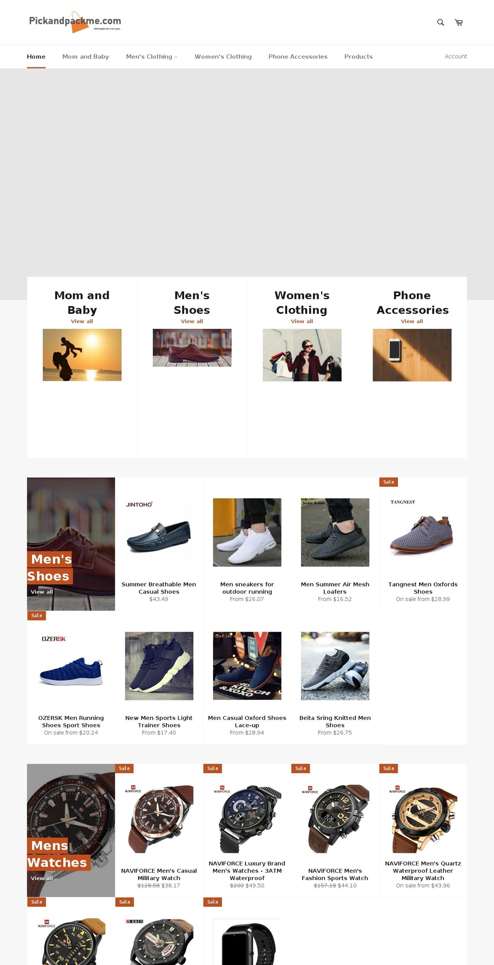 pickandpackme.com — Shopify storefront screenshot