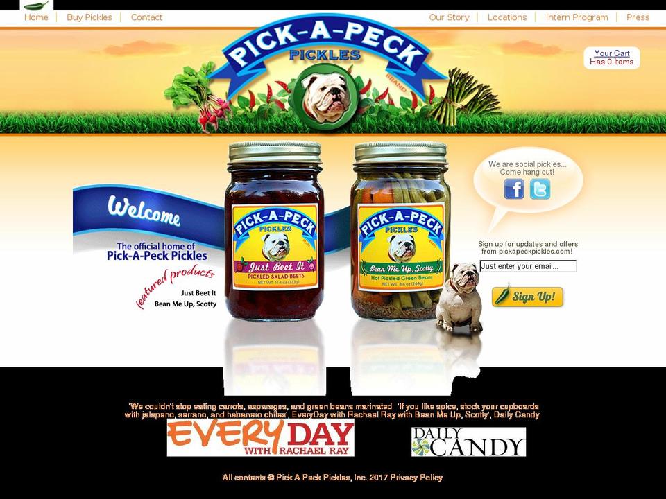 pickapeckpickles.com shopify website screenshot