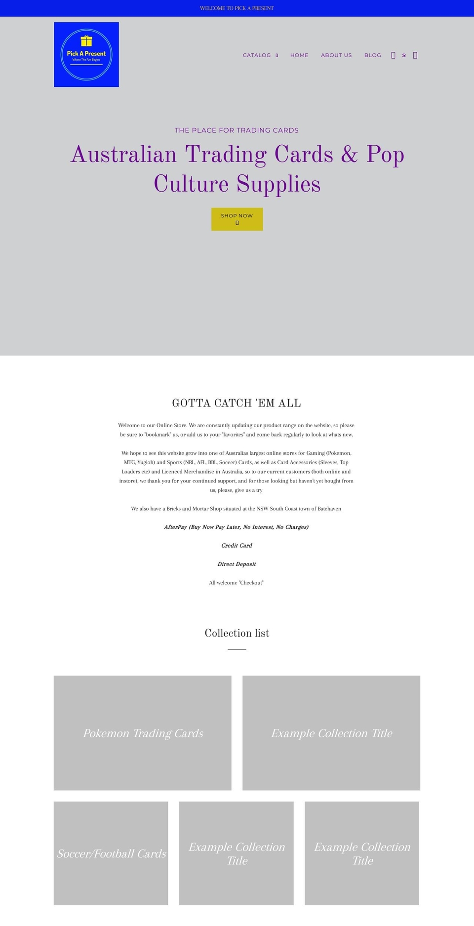 pickapresent.com.au shopify website screenshot