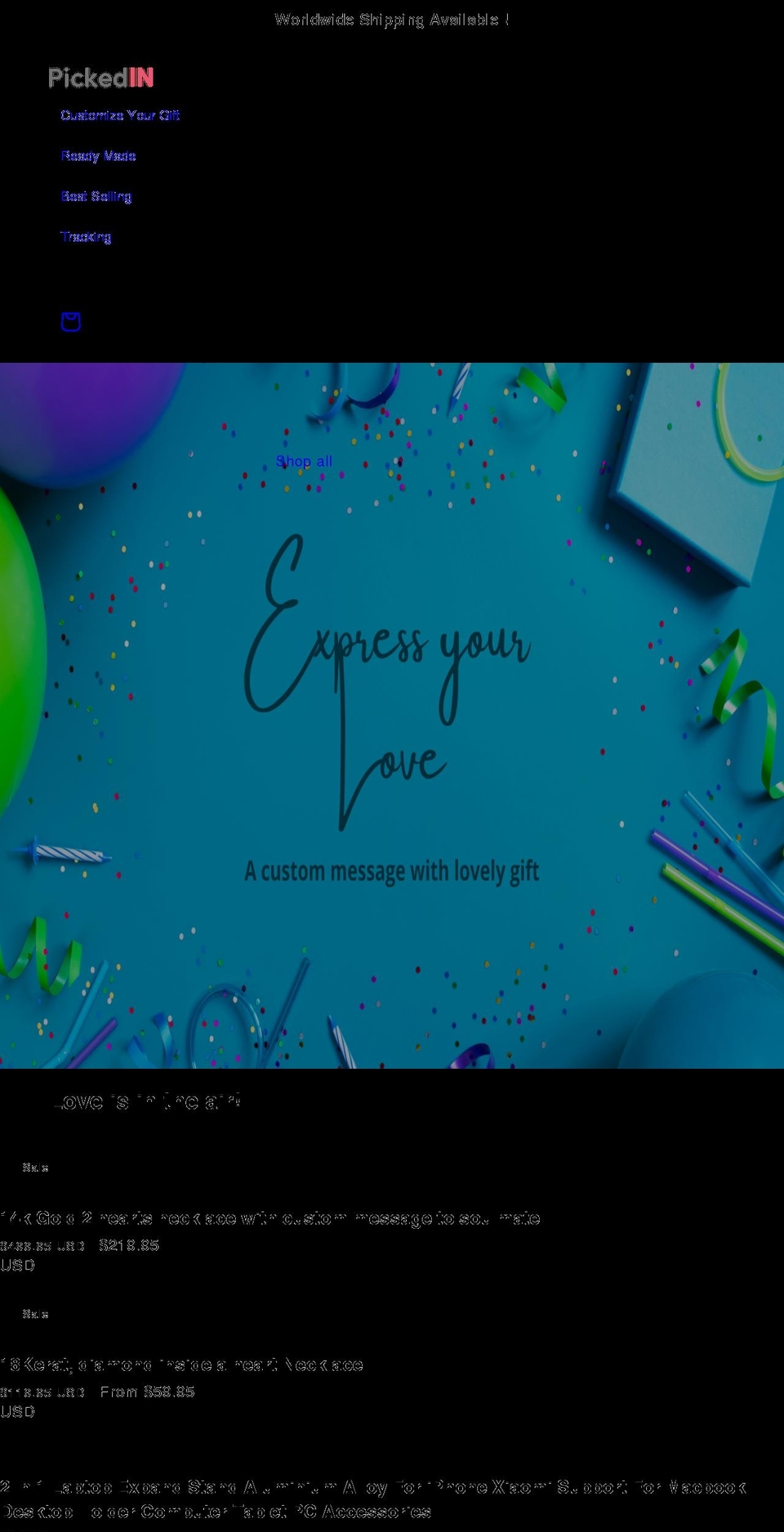 pickedin.net shopify website screenshot