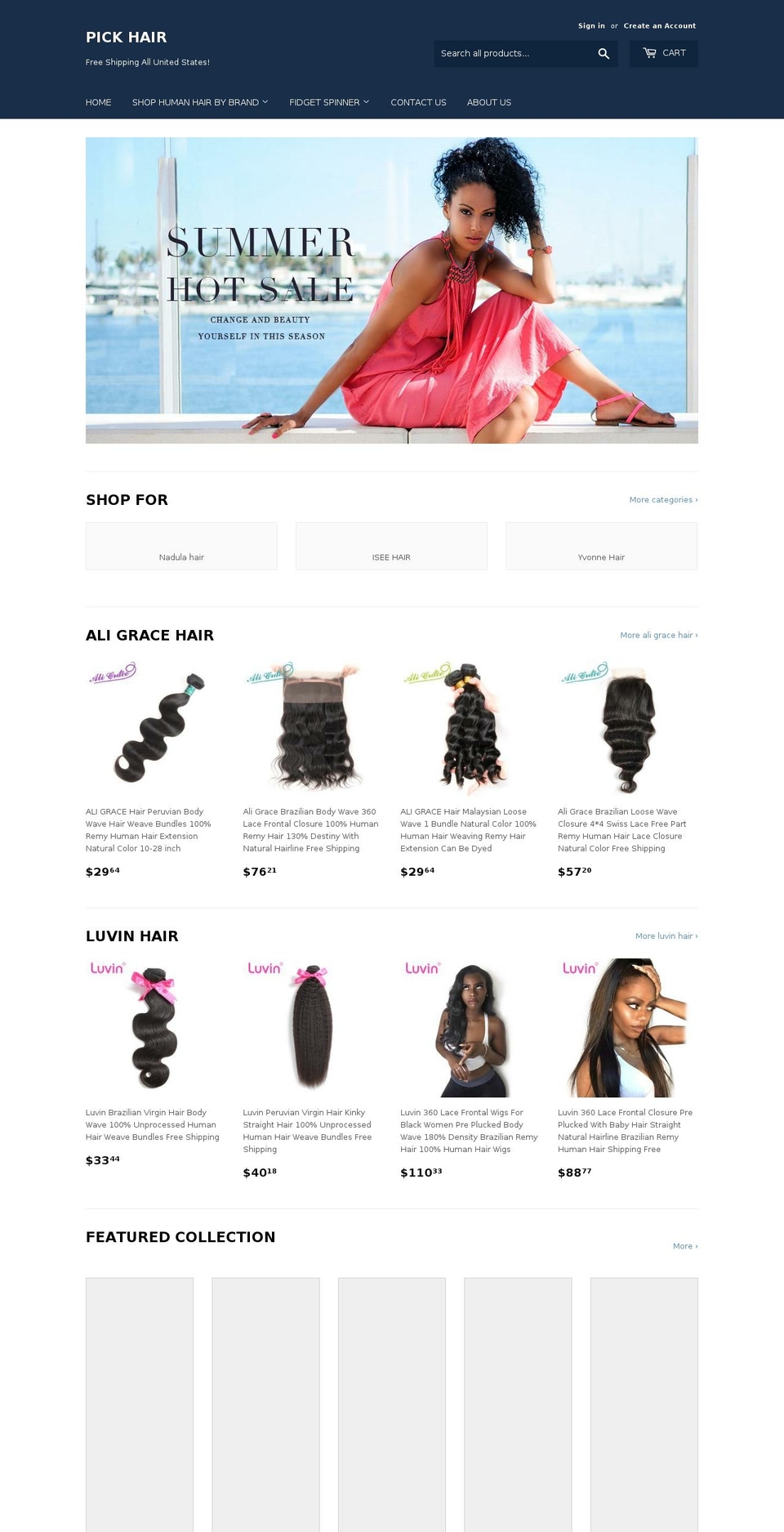 pickhair.com — Shopify storefront screenshot