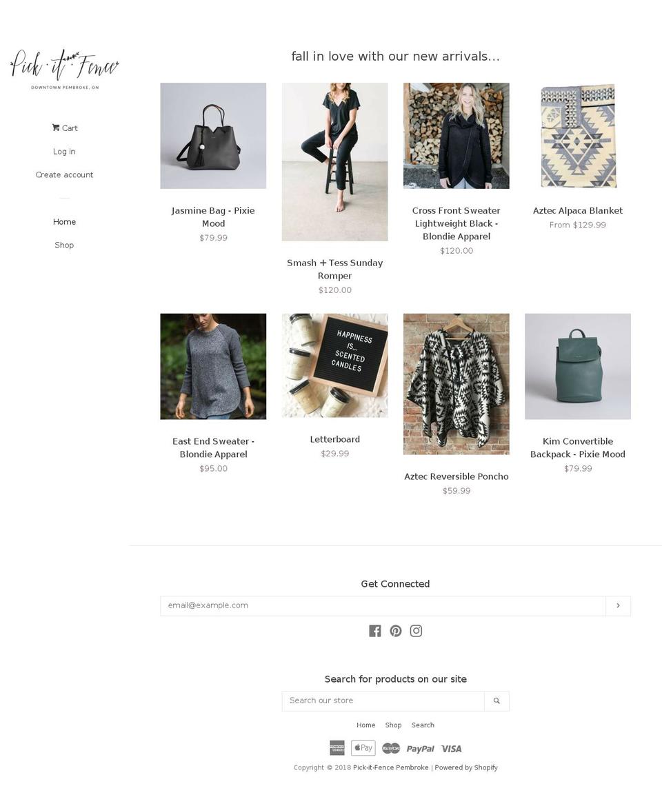 pickitfence.ca shopify website screenshot