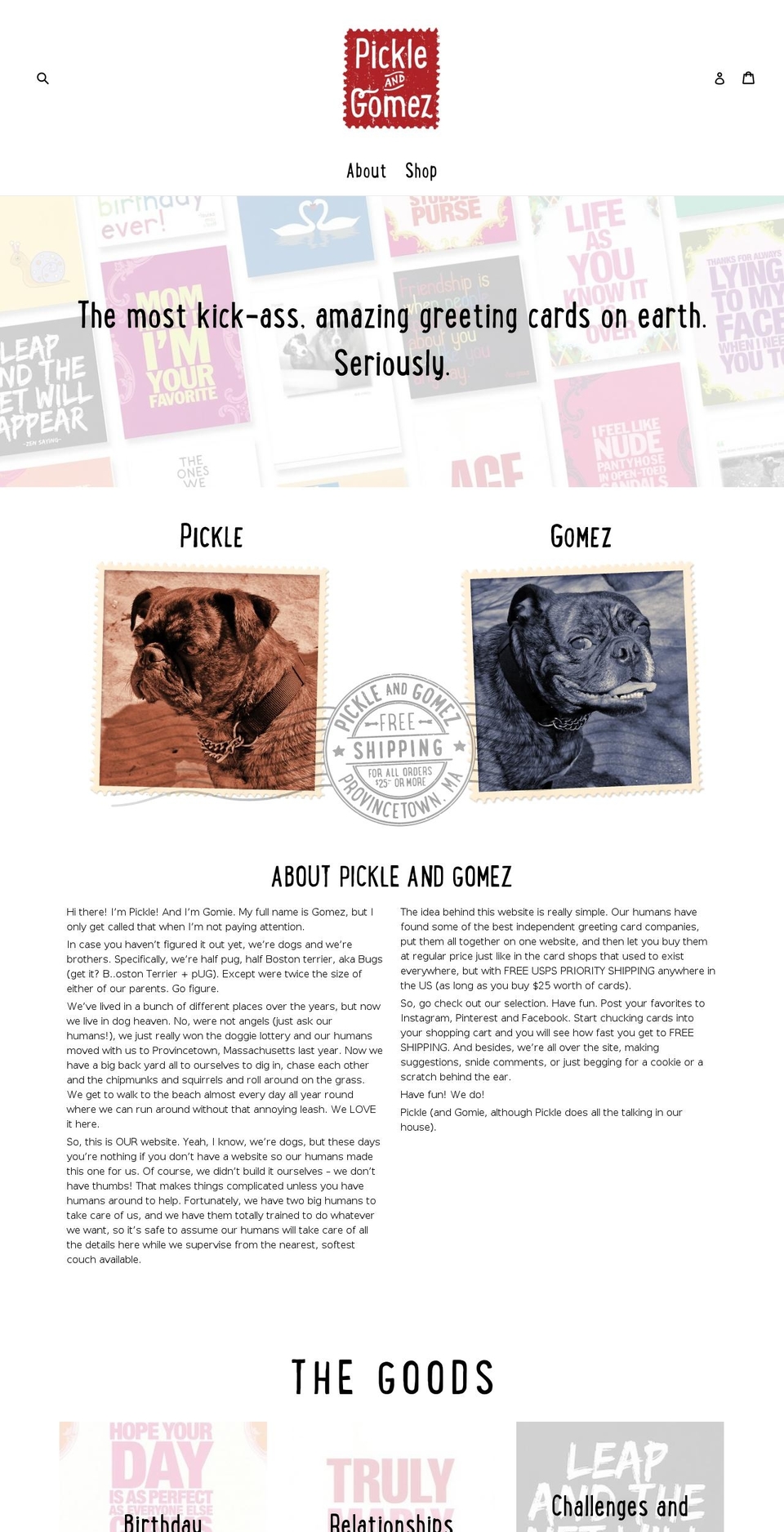 pickleandgomez.com shopify website screenshot