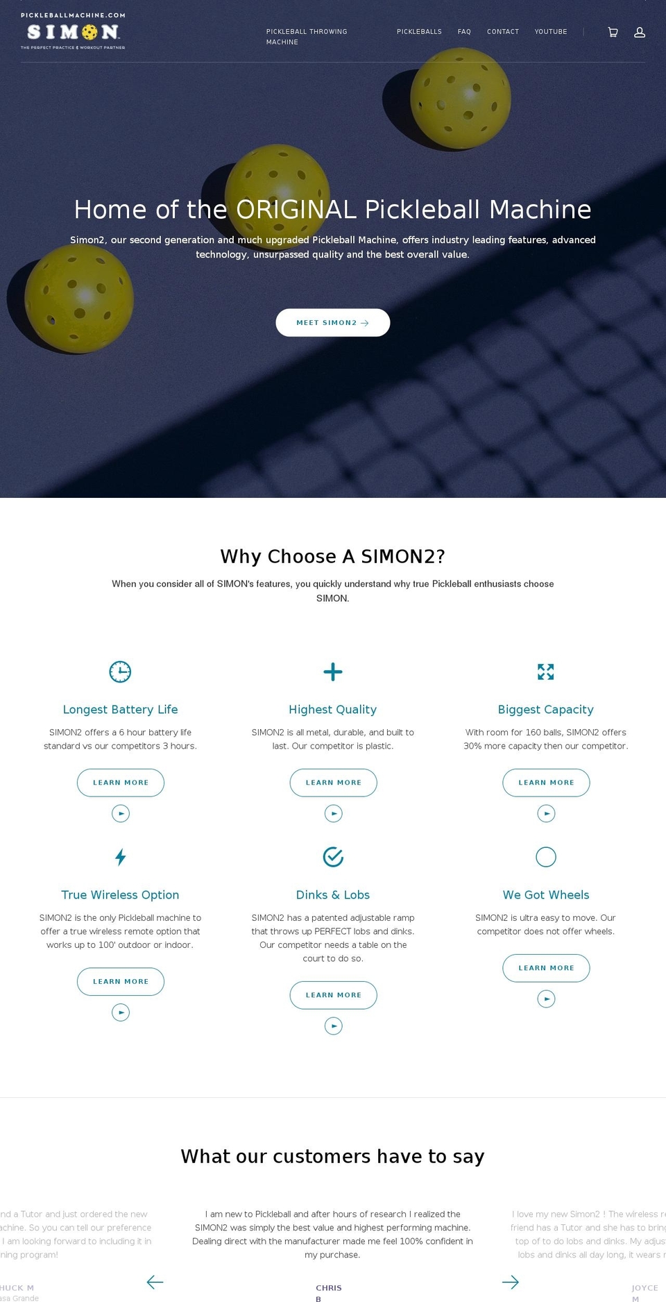 pickleballballmachines.com shopify website screenshot