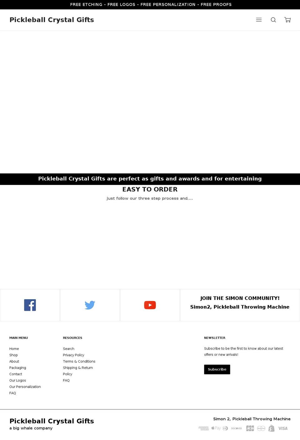 pickleballcrystalgifts.com — Shopify storefront screenshot