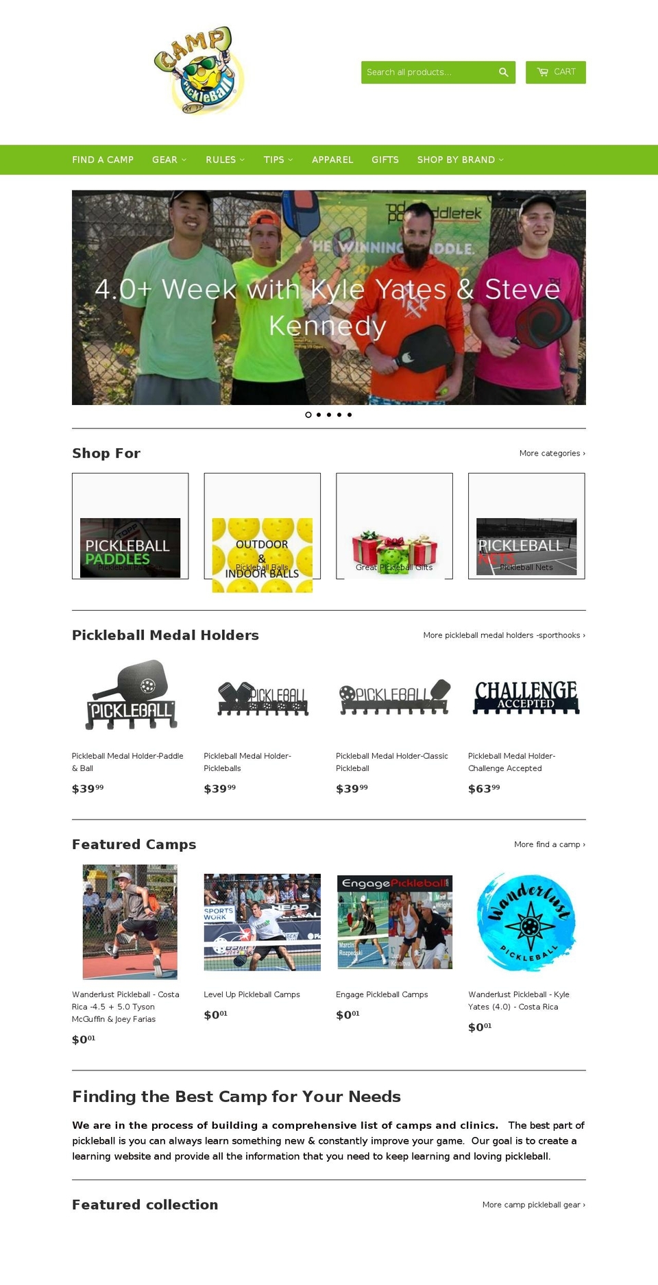 pickleballhotel.com — Shopify storefront screenshot