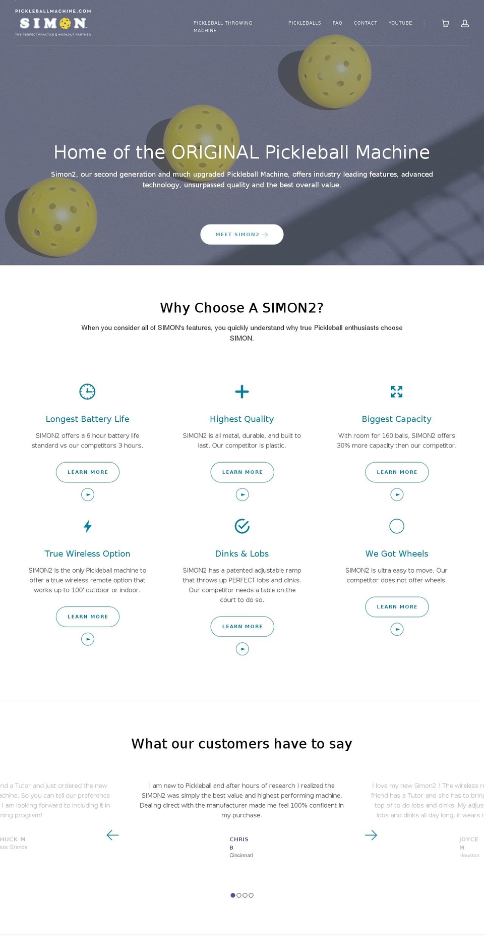 pickleballmachine.com shopify website screenshot