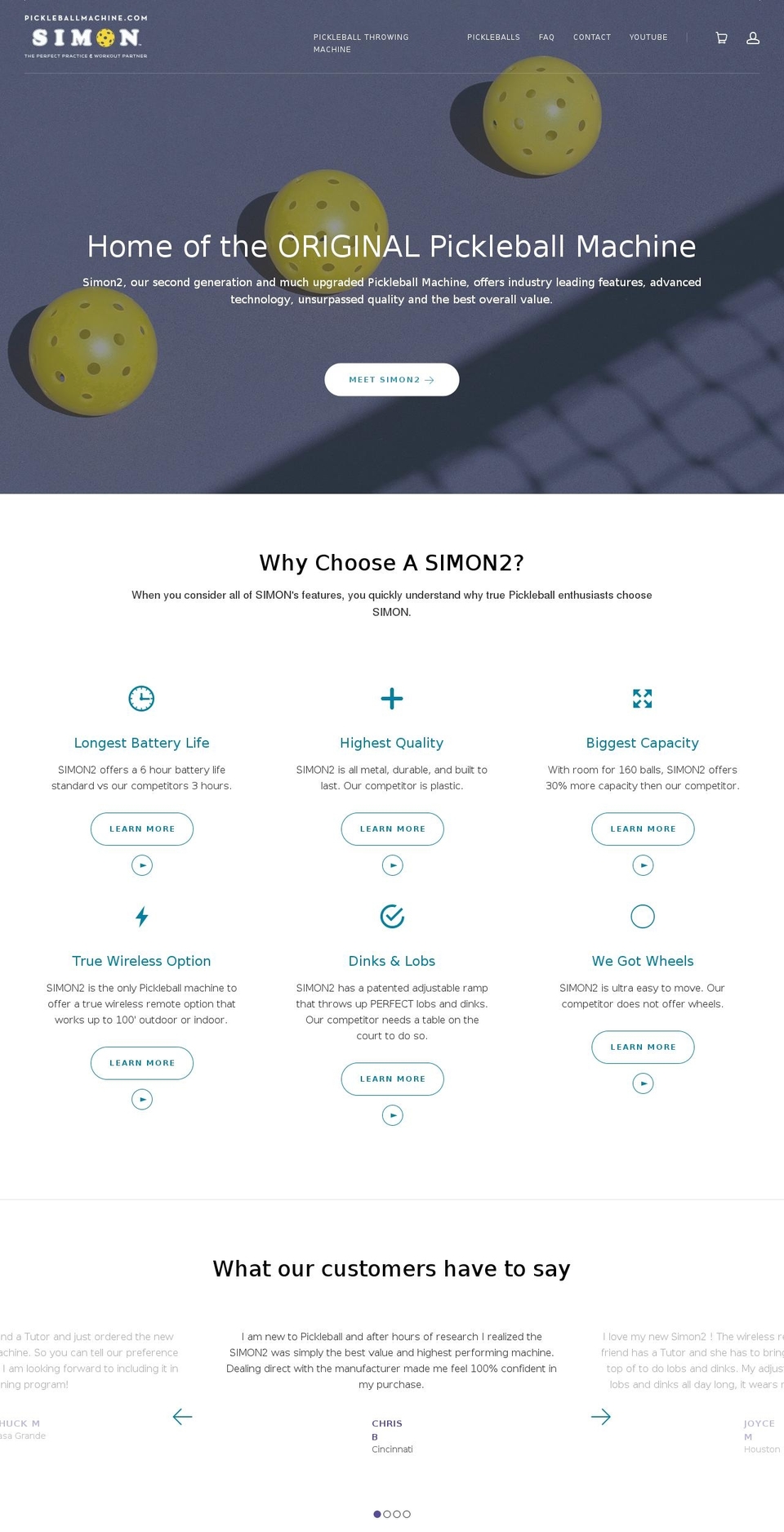 pickleballmachines.com — Shopify storefront screenshot