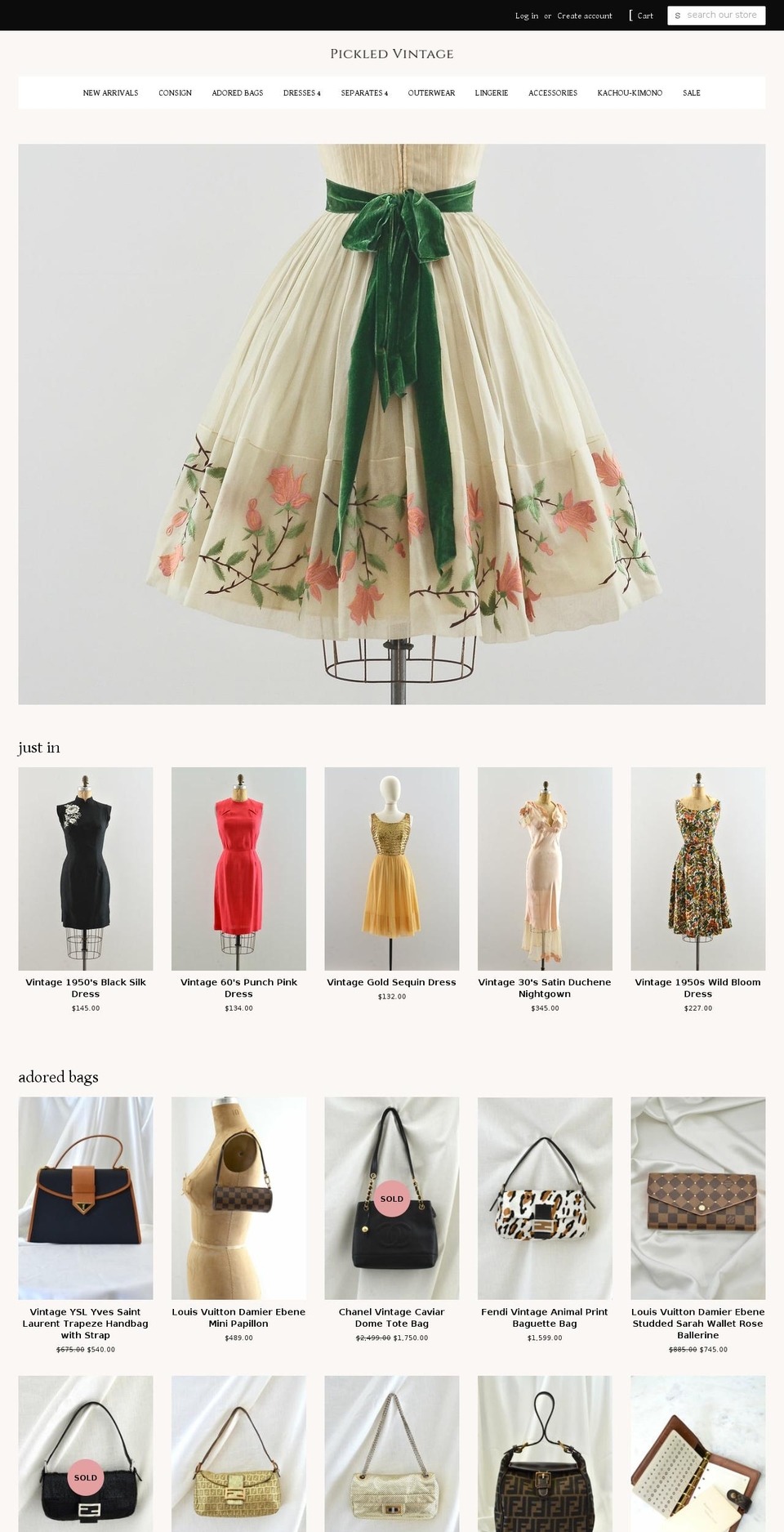 pickledvintage.com — Shopify storefront screenshot