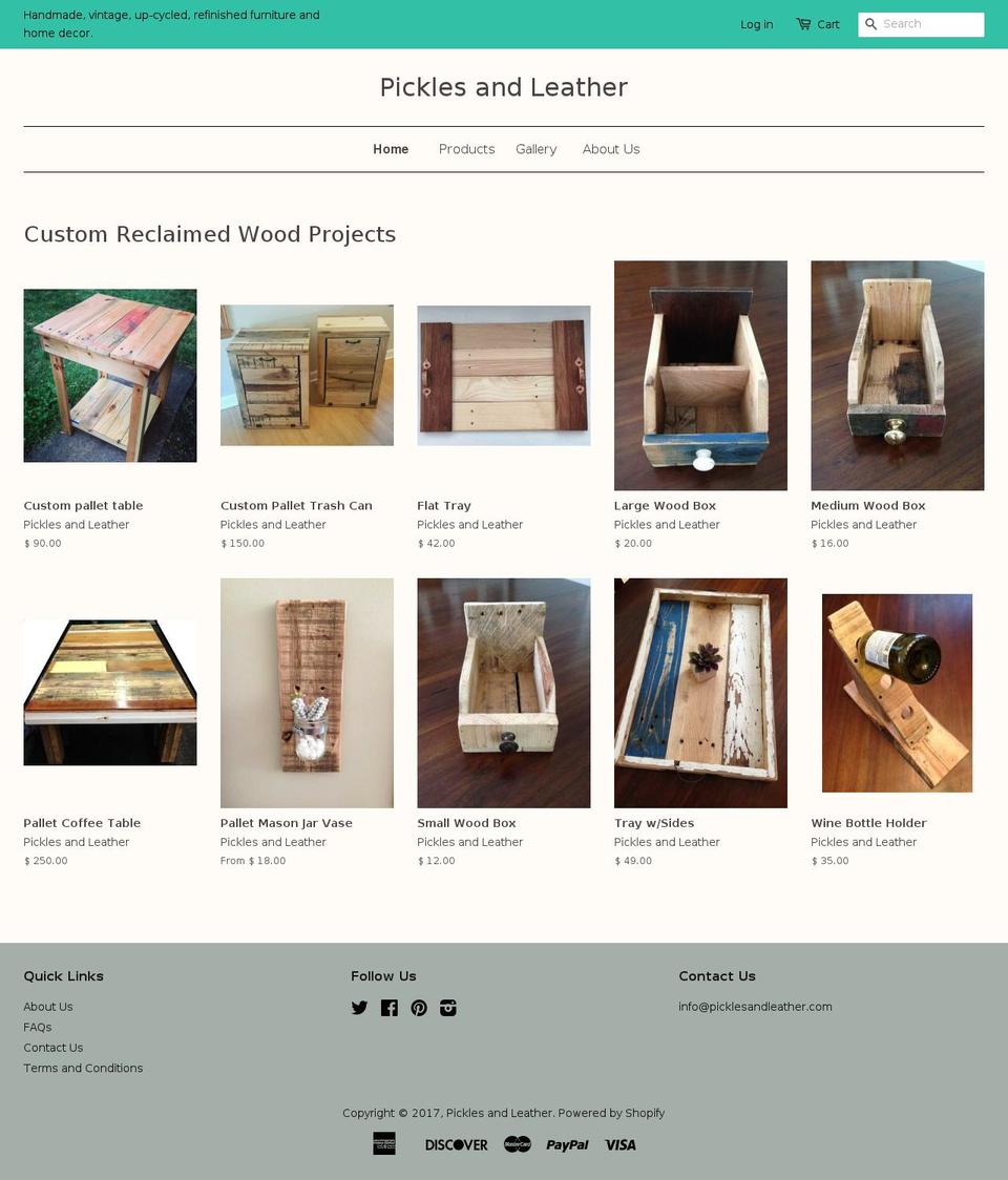 pickles-and-leather.com shopify website screenshot