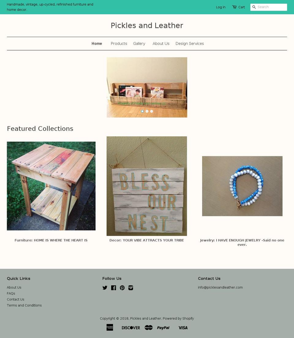 picklesandleather.com — Shopify storefront screenshot