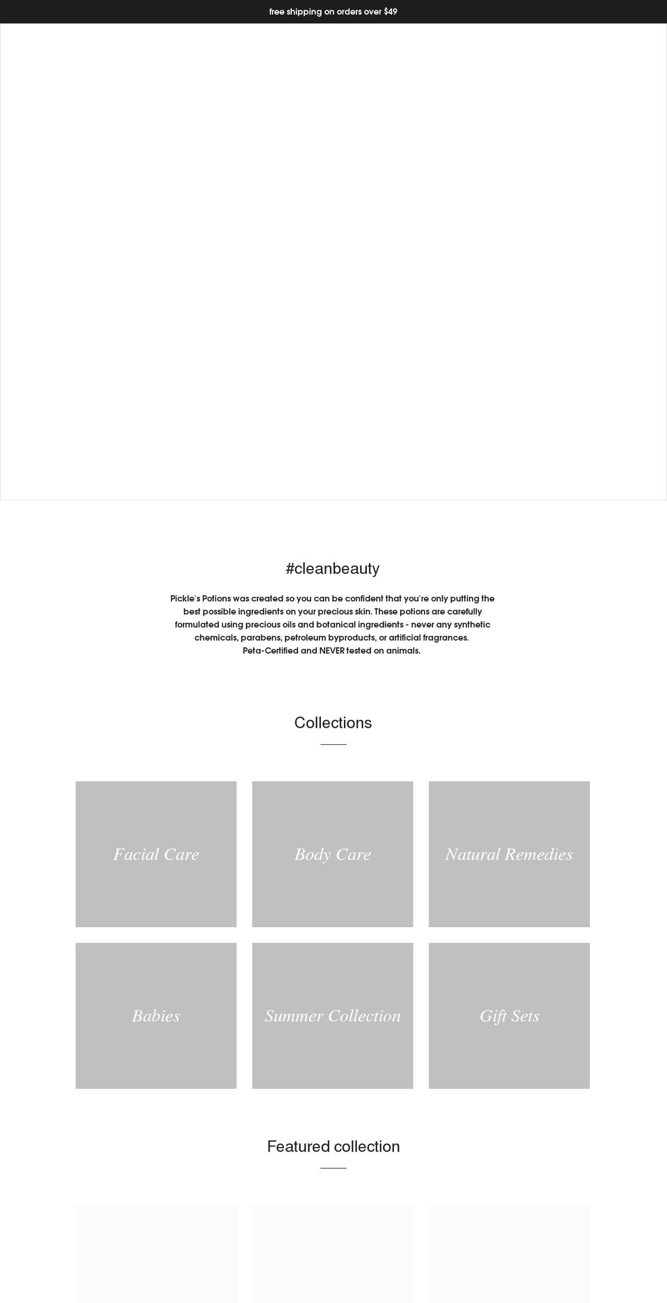picklespotionsandlotions.com shopify website screenshot