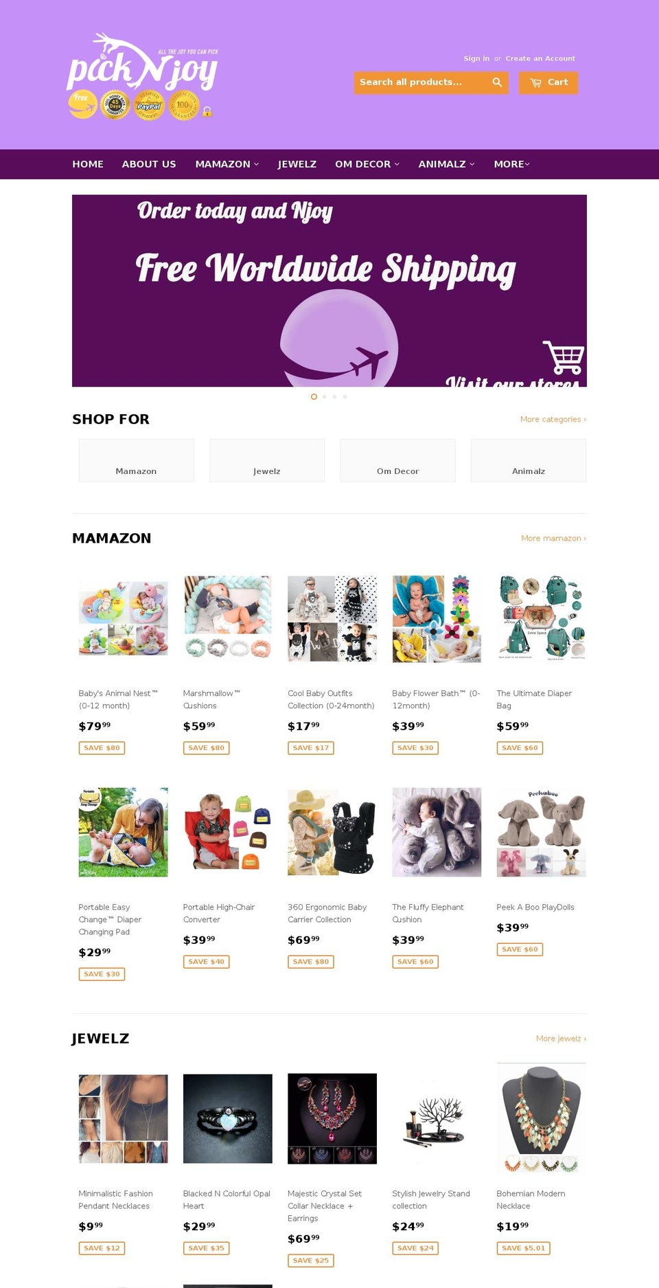 picknjoy.com shopify website screenshot