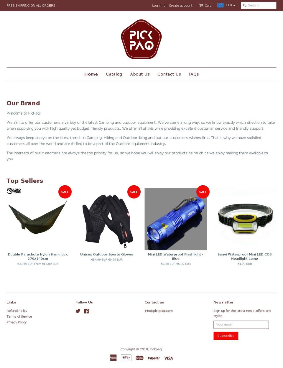 pickpaq.com — Shopify storefront screenshot