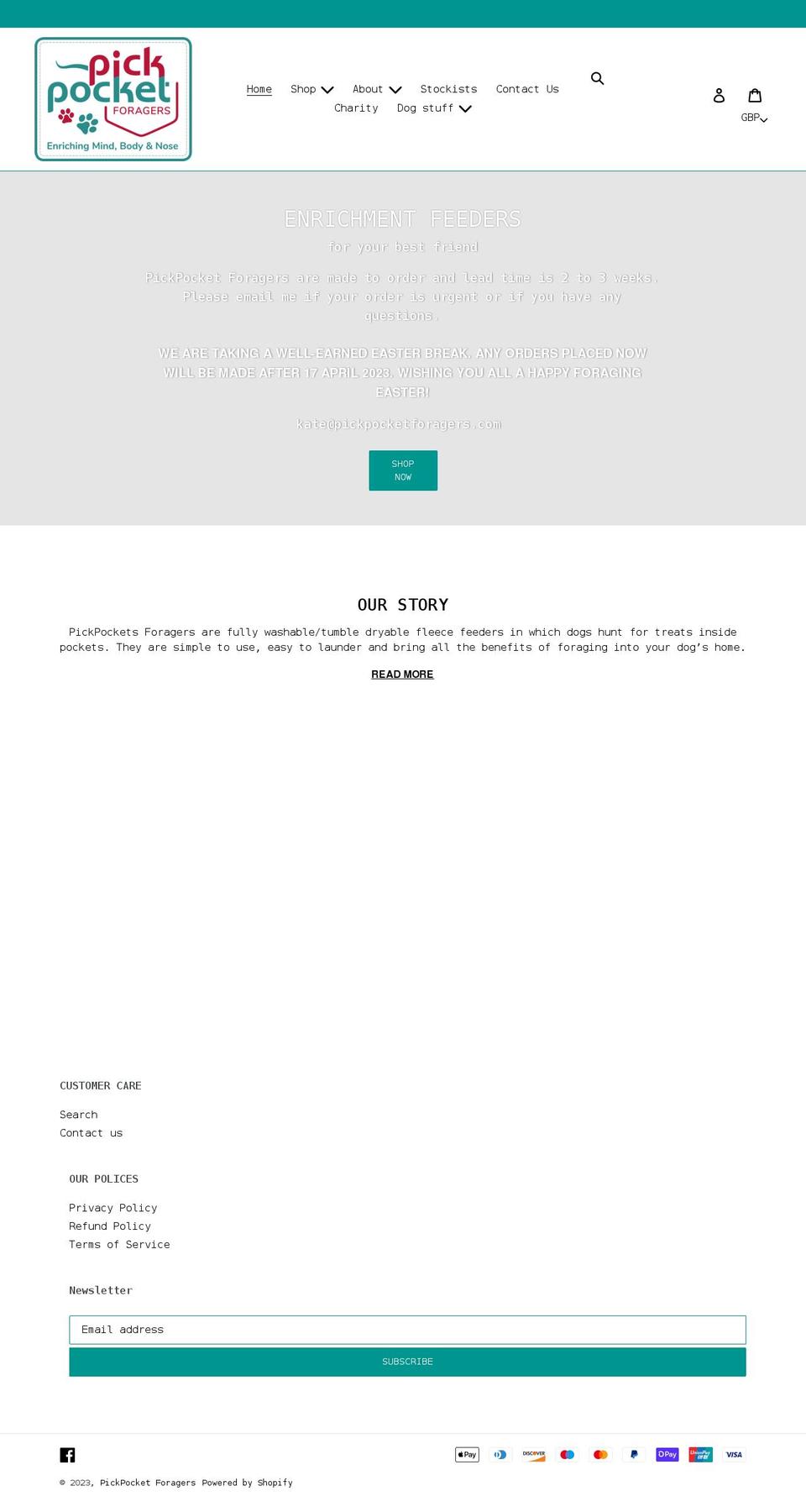 pickpocketforagers.com shopify website screenshot