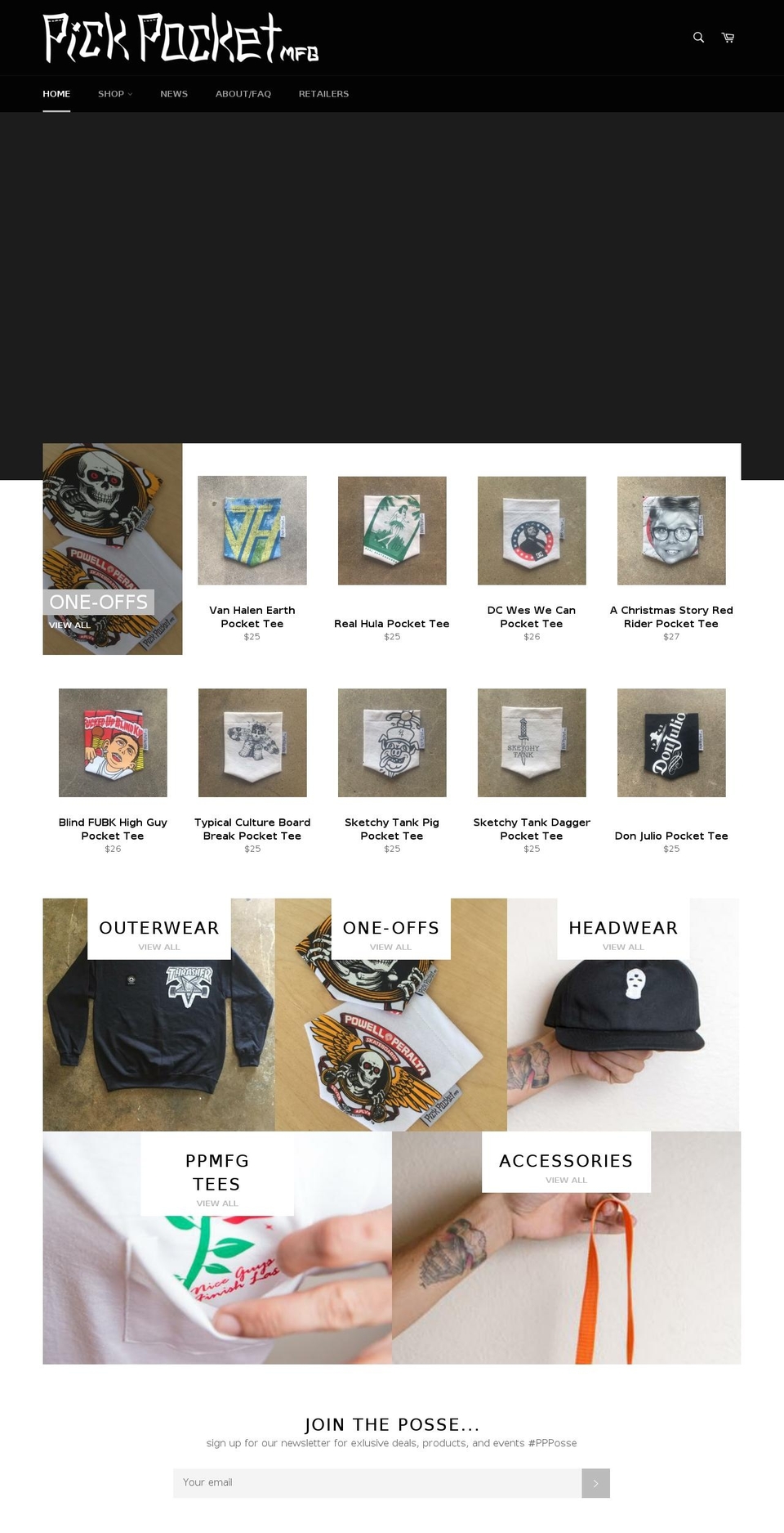 pickpocketmfg.com shopify website screenshot