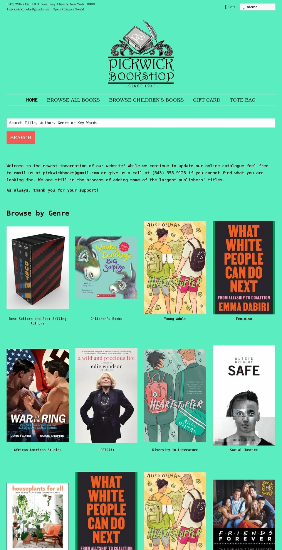 pickwickbookshop.com shopify website screenshot
